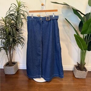 Zara Blue Denim Midi Skirt